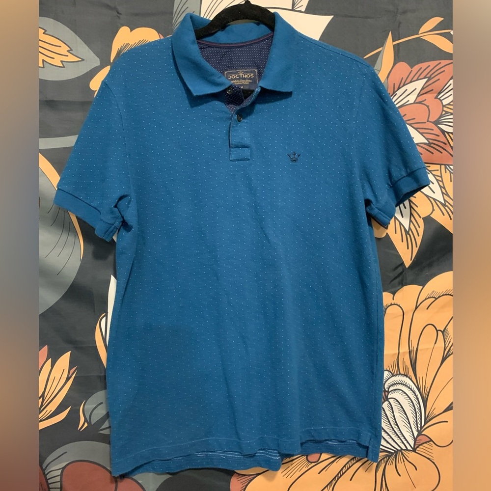 Blue with polka dots men’s polo
